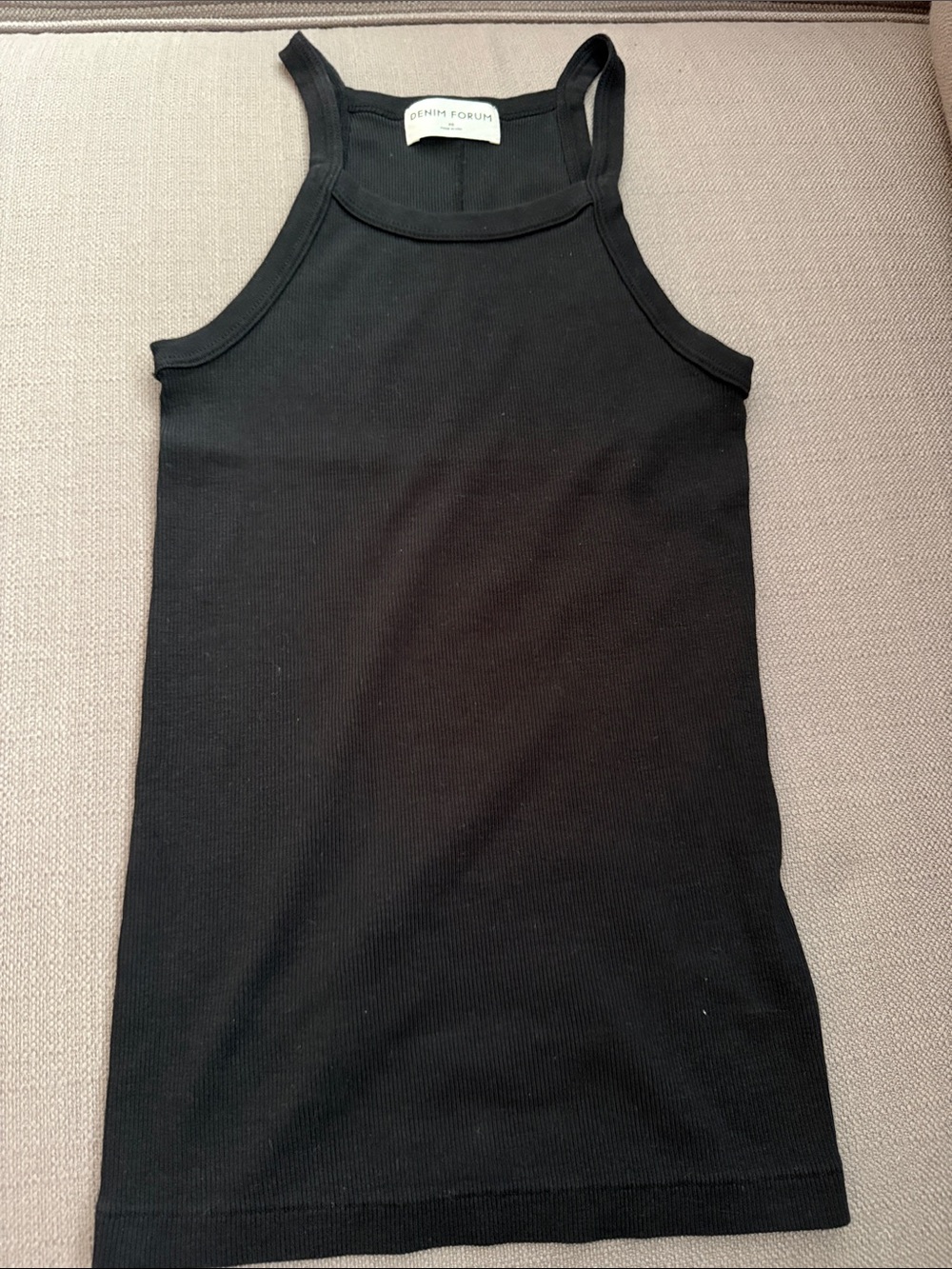 Denim Forum Black Ribbed High-Neck Tank Size XS
